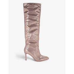 Carvela Stand Out crystal-embellished woven heeled boots