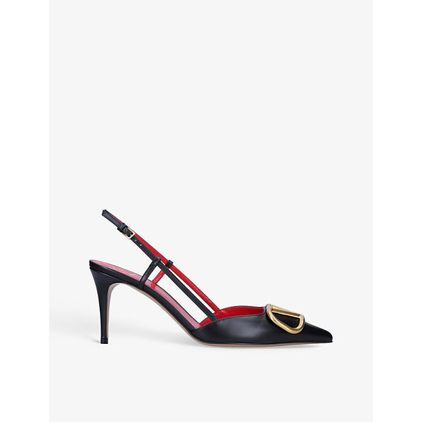 Valentino Garavani VLOGO 80 pointed-toe leather slingback courts