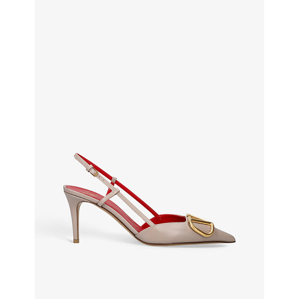 Valentino Garavani VLOGO 80 pointed-toe leather slingback courts