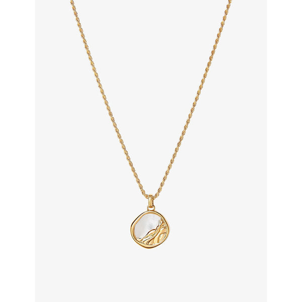 Womens Edge Of Ember Victoria Gaia 18ct yellow gold-plated recycled sterling-silver and pearl pendant necklace