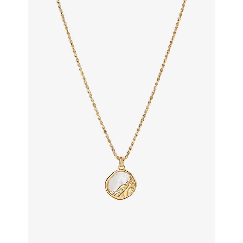 Womens Edge Of Ember Victoria Gaia 18ct yellow gold-plated recycled sterling-silver and pearl pendant necklace