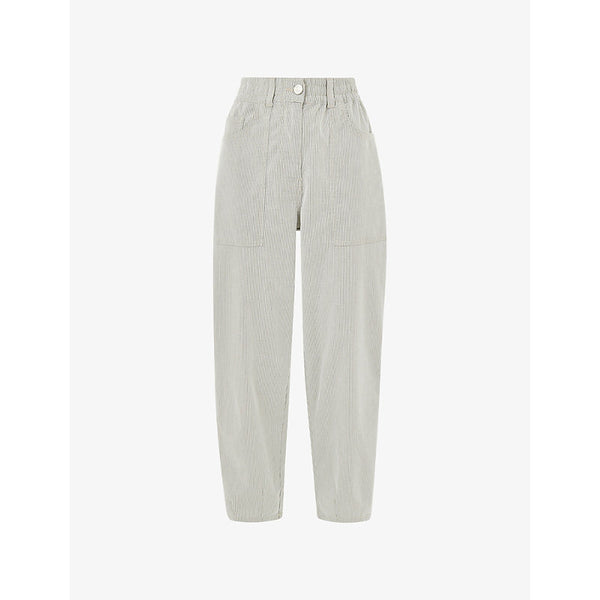 Whistles Tessa striped tapered mid-rise stretch-cotton trousers