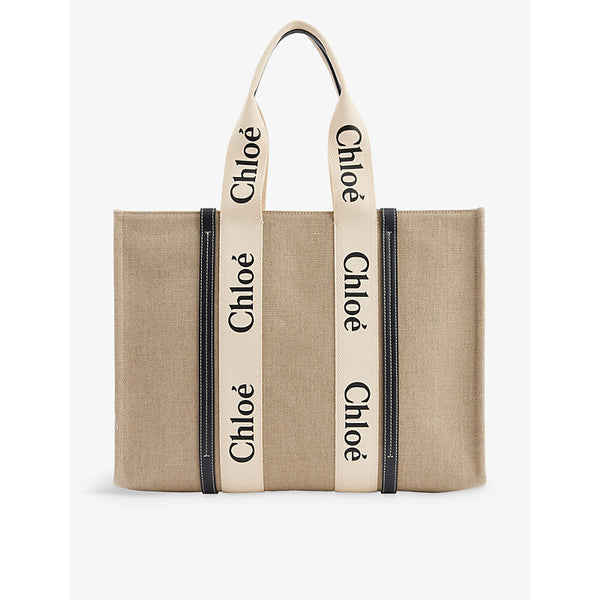 Chloe Woody large linen tote bag