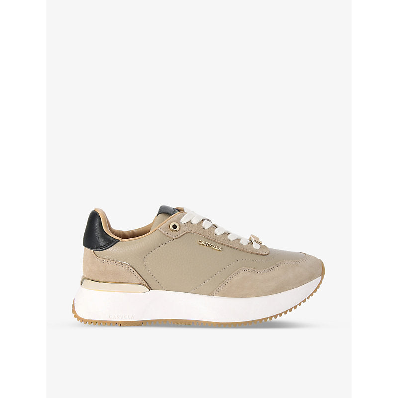 Carvela Flare logo-embossed leather low-top trainers