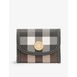  Burberry Lancaster check-print woven and leather wallet