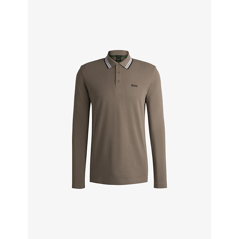  Boss Logo-embroidered slim-fit cotton-jersey polo shirt