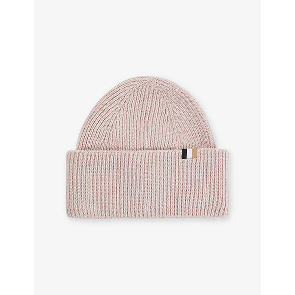 Boss Ribbed knitted beanie hat