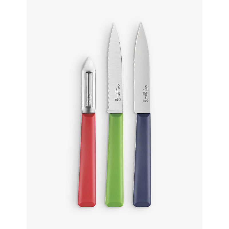 Opinel Les Essentiels Trio kitchen stainless-steel knife and peeler set