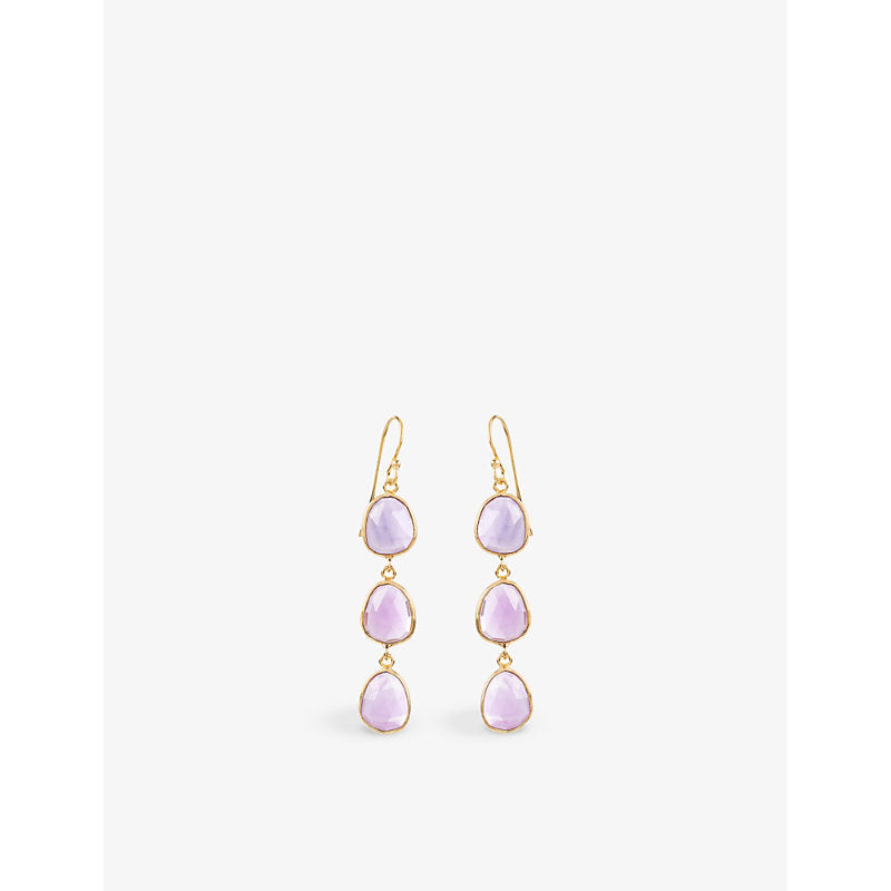 La Maison Couture Amadeus Sophia 14ct yellow gold-plated vermeil recycled sterling silver and amethyst earrings | LA MAISON COUTURE