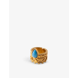 La Maison Couture Sonia Petroff 24ct yellow gold-plated brass and enamelled cabochon ring