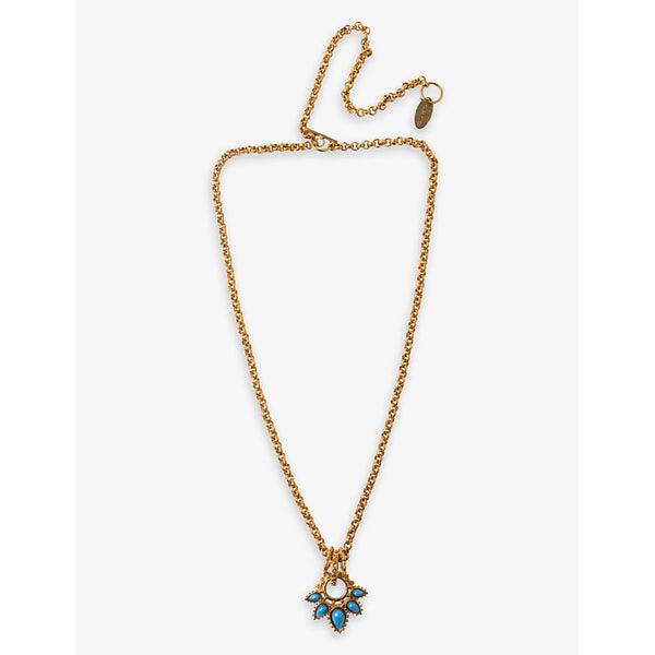 La Maison Couture Sonia Petroff 24ct yellow gold-plated brass and enamelled cabochon necklace