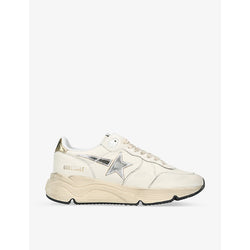 Womens Golden Goose Running Sole metallic star-patch leather trainers