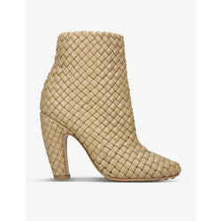 Bottega Veneta Canalazzo Intrecciato-weave leather heeled ankle boots