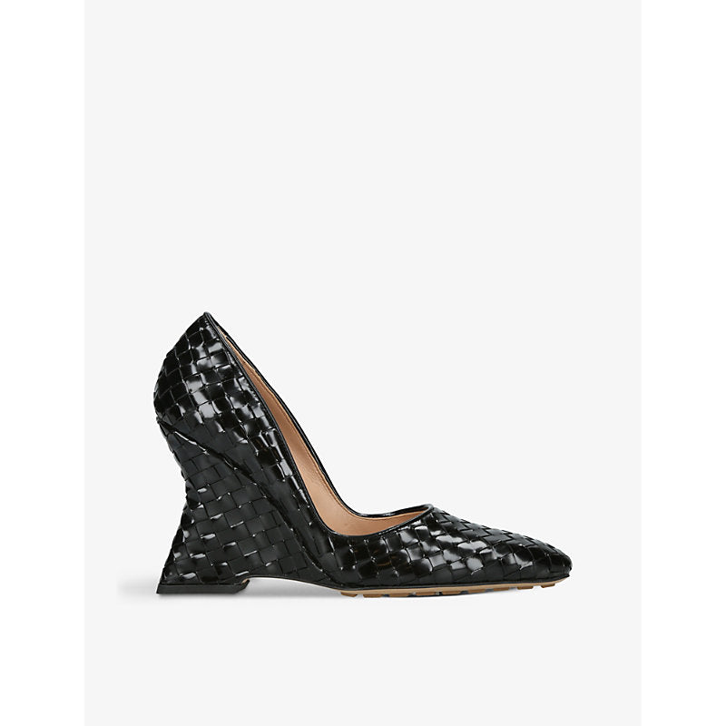  Bottega Veneta Comet Intrecciato-weave leather heeled courts