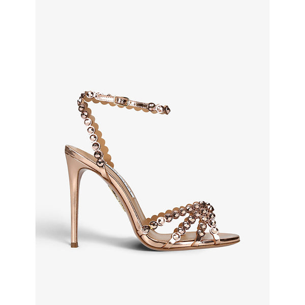 Aquazzura Tequila 105 crystal-embellished leather heeled sandals