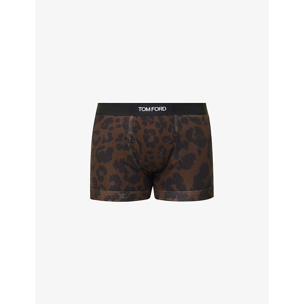 Tom Ford Leopard-print logo-waistband stretch-cotton boxers