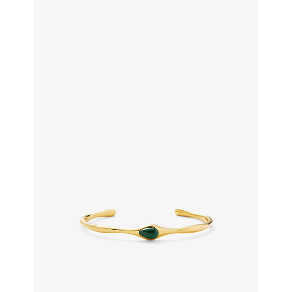 Missoma Mala 18ct recycled yellow-gold plated brass and malachite cuff