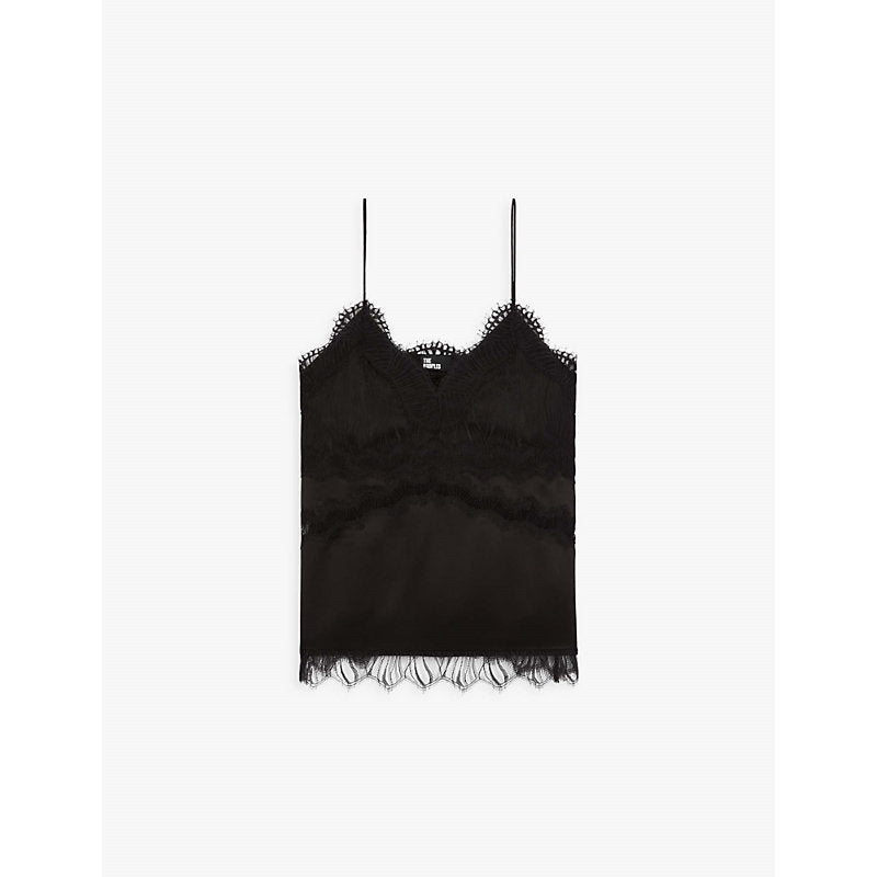  The Kooples Lace-trim silk camisole top