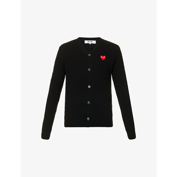  Comme Des Garcons Play Logo-embroidered V-neck wool cardigan