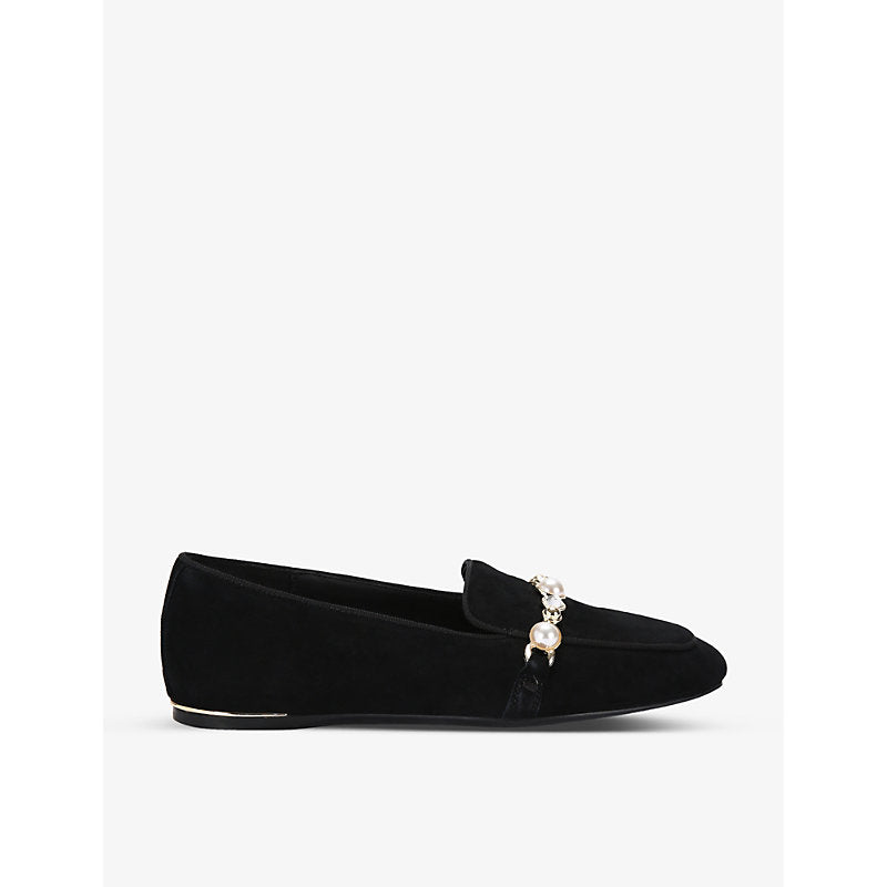 Carvela Precious crystal and faux-pear suede-leather loafers