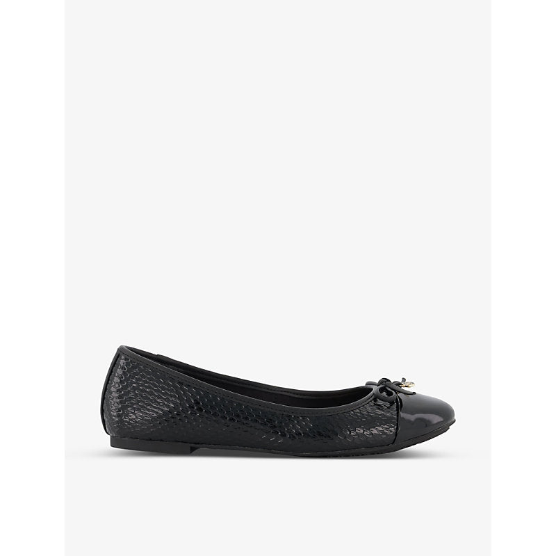 Dune Hallo charm-embellished mock-reptile leather ballet pumps | Dune