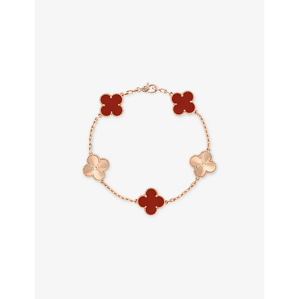 Van Cleef & Arpels Vintage Alhambra 18ct rose-gold and carnelian charm bracelet