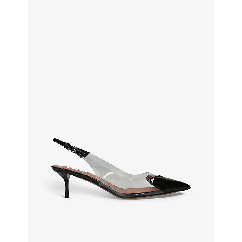 Azzedine Alaia Coeur 55 contrast-panel patent-leather heeled slingbacks