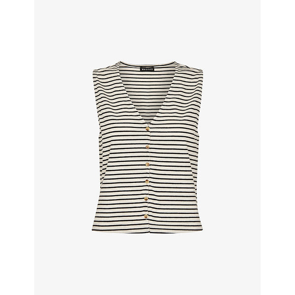 Whistles Stripe-pattern stretch-cotton top