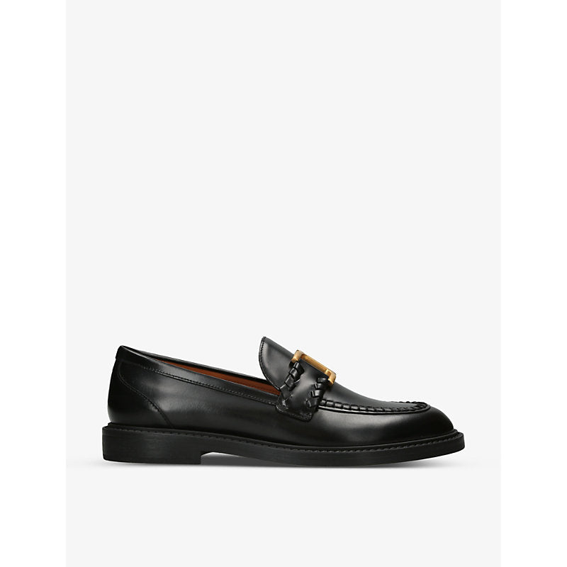  Chloe Marcie logo-plaque leather loafers