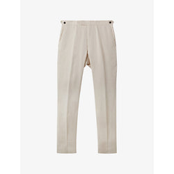 Reiss Kin pressed-crease slim-fit linen trousers | REISS