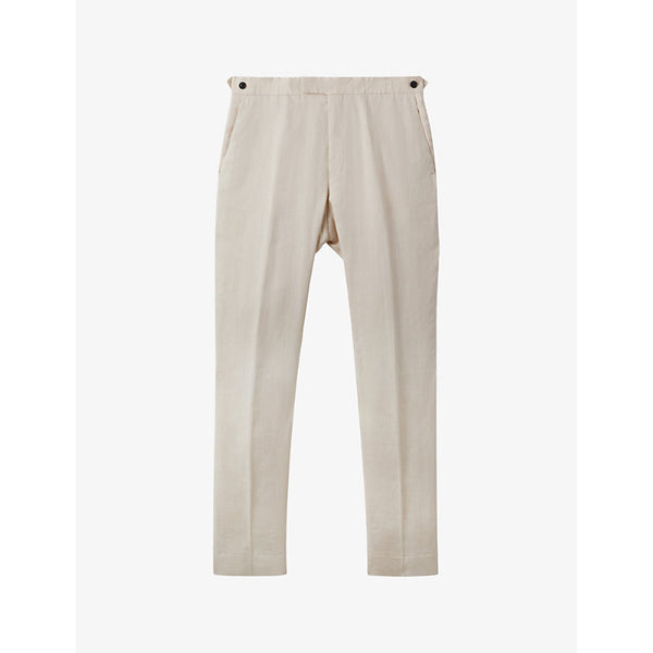 Reiss Kin pressed-crease slim-fit linen trousers