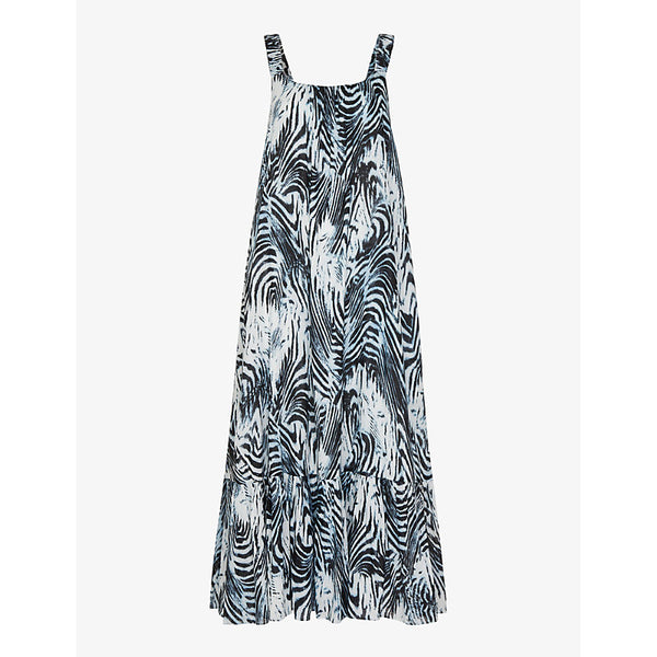 Whistles Rhea tiger-print tiered-hem cotton midi dress | WHISTLES