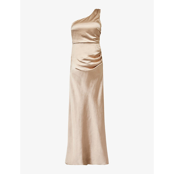 Six Stories One-shoulder ruched satin maxi dress