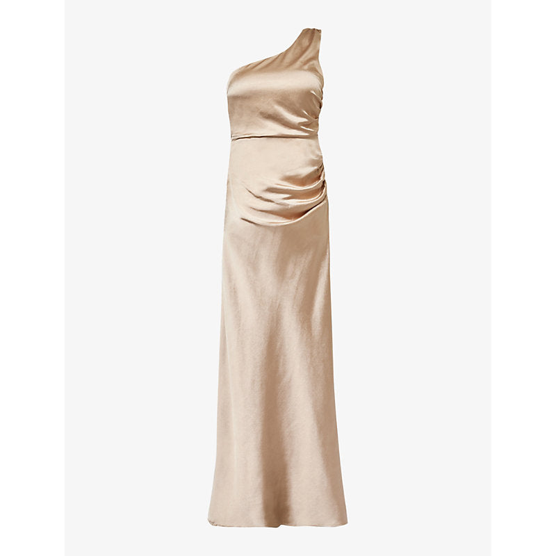 Six Stories One-shoulder ruched satin maxi dress | SIX STORIES