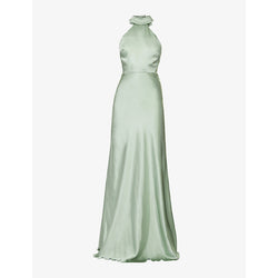 Six Stories Halterneck slim-fit satin maxi dress | SIX STORIES