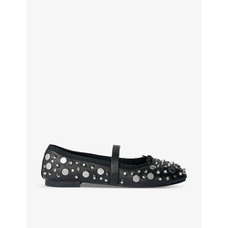 Maje Faby stud-embellished leather ballet courts