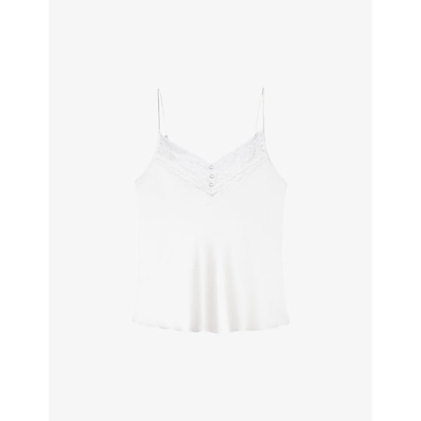 Maje Leana lace-trim relaxed-fit silk camisole top