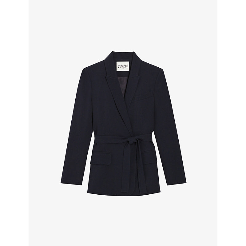  Claudie Pierlot Self-tie tailored-collar regular-fit woven blazer