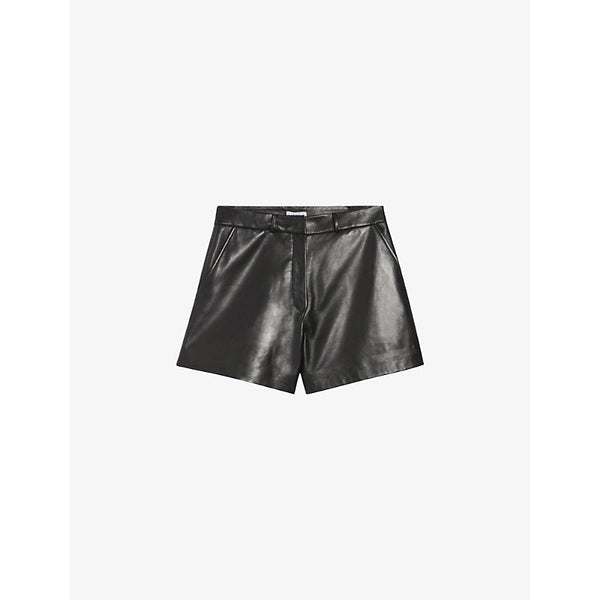  Claudie Pierlot Camille mid-rise straight-fit leather shorts