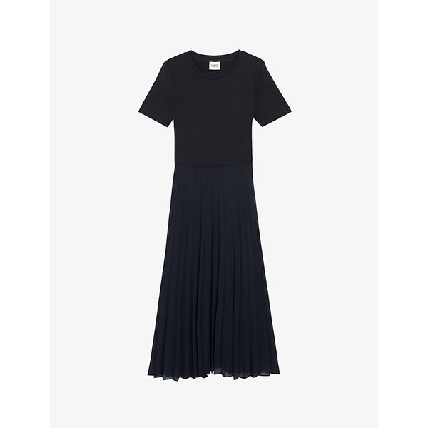  Claudie Pierlot Telistaff pleated cotton T-shirt dress