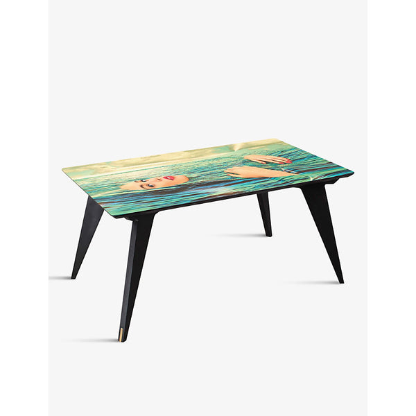 Seletti TOILETPAPER sea girl-print rectangle wooden table 74.5cm