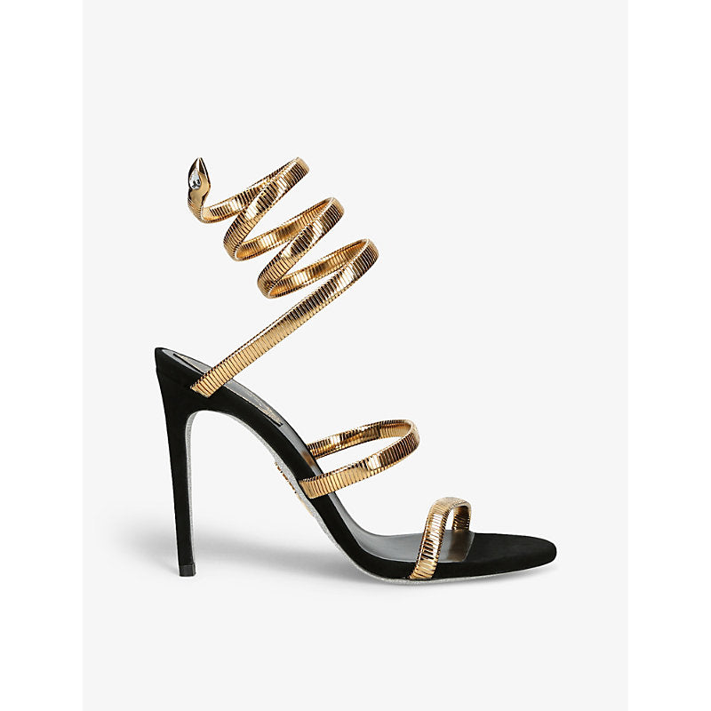  Rene Caovilla Juniper 105 coiled-strap suede heeled sandals