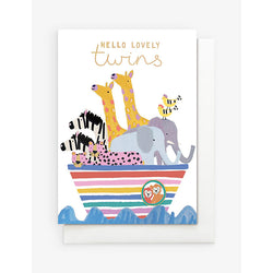 Stop The Clock 'Hello Lovely twins' greetings card 14cm x 10cm