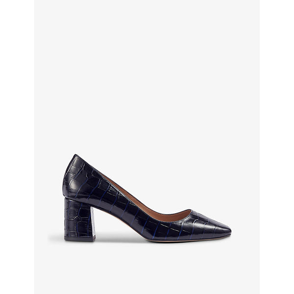 Lk Bennett Sally croc-embossed leather heeled courts