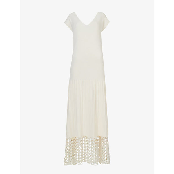 Leem Pleated crochet-hem knitted maxi dress | LEEM