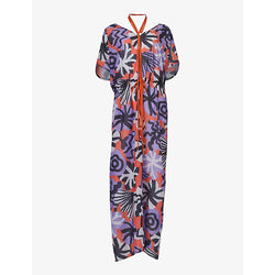 Leem Floral-print neck-tie woven maxi dress | LEEM