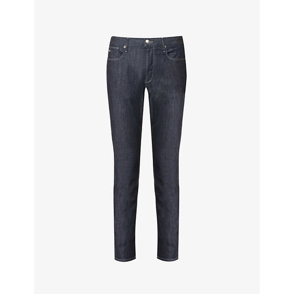  Emporio Armani Brand-plaque straight-leg mid-rise stretch-denim jeans