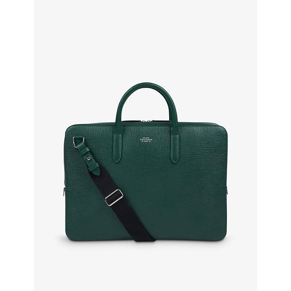 Smythson Panama logo-embossed slim leather briefcase | Smythson