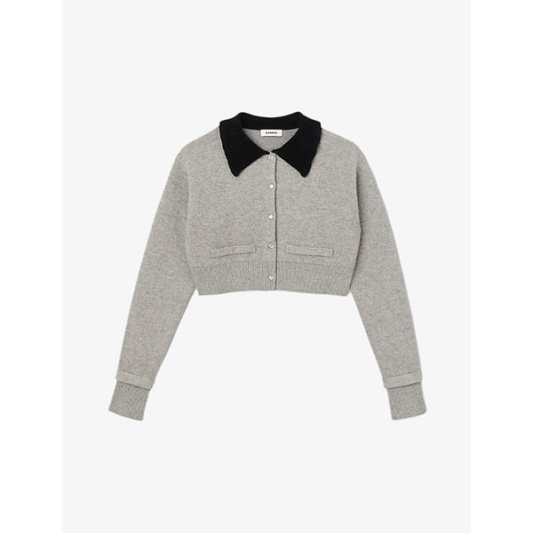  Sandro Etienne frill-collar wool and cashmere-blend cardigan