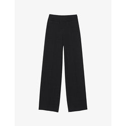 Womens Sandro Alima high-rise tweed cotton-blend trousers